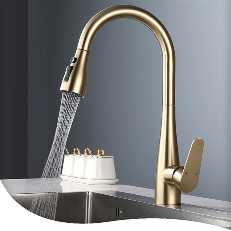 Kitchen Appliances White - Gebürstete Goldene Ausziehbare Küchenarmatur SUS304 Spülbecken-Mischbatterie