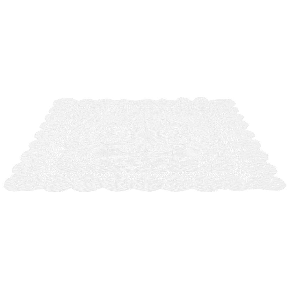 Kitchen Appliances Essentials - Quadratische weiße Spitzen-Tischdecke für Küchengeräte, Mikrowelle,