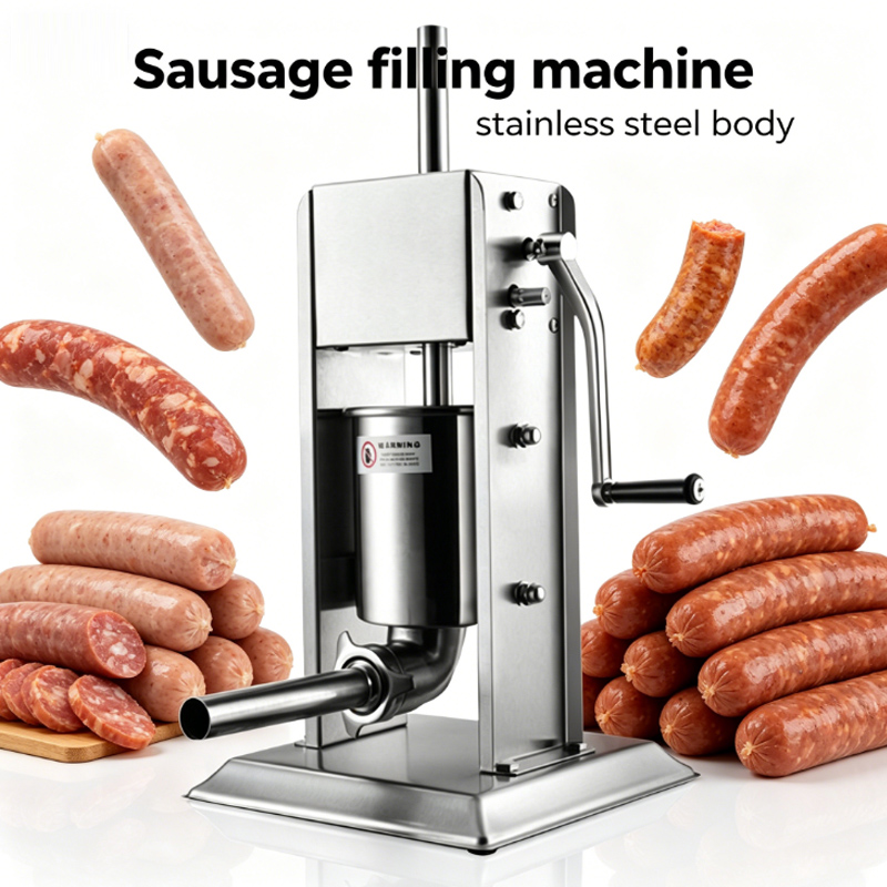 Kitchen Appliances Commercial - Manuelle Wurstfüllmaschine mit 3 Füllrohren, Vertikales