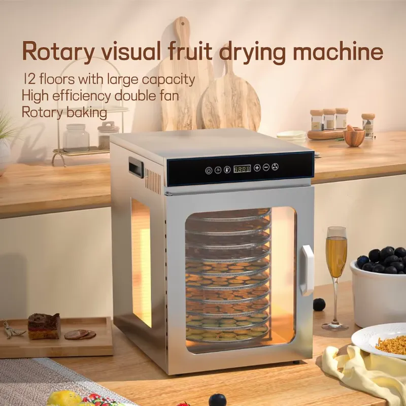 Dehydrator Tray Electric - 12-Fach Rotierender Elektrischer Lebensmittel-Dehydrator für Obst-
