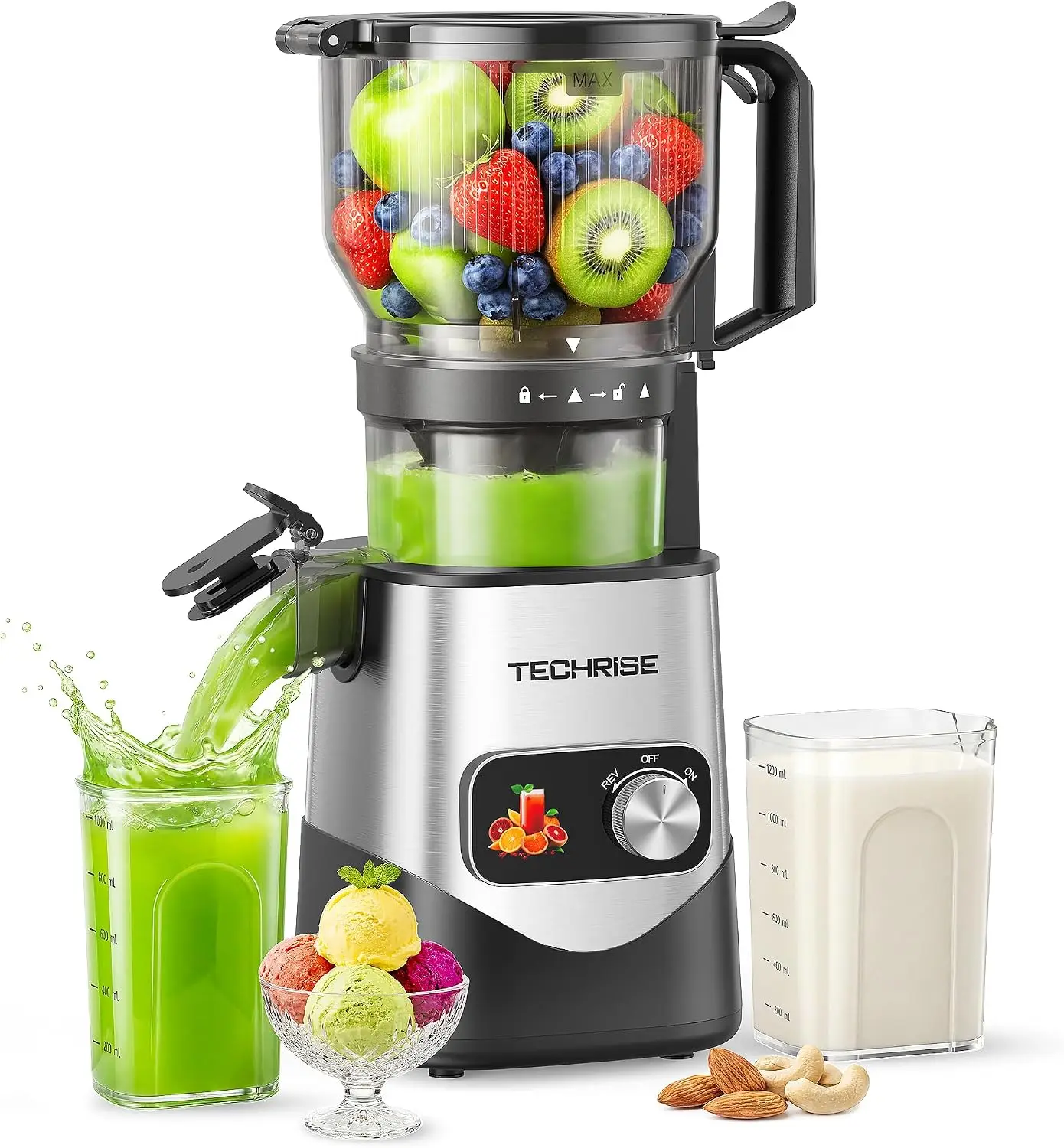Juicer Cold Press Slow - Bestseller 3-in-1 Kaltpress-Entsafter mit 6 Zoll