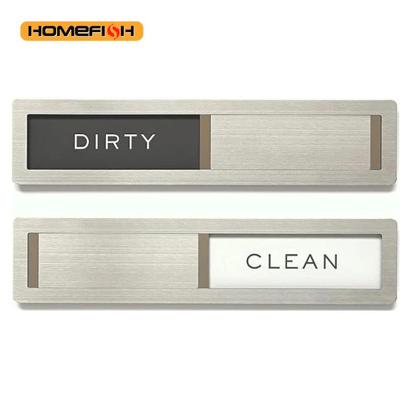 Kitchen Appliances White - Geschirrspüler-Magnet „Clean Dirty“-Schild, hochwertiger Edelstahl, schwarz